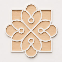 TodFod Wooden MDF Rangoli Floor Decor | 12x12 Inch Floral & Geometric Mandala Frame for Festivals & Home Decor