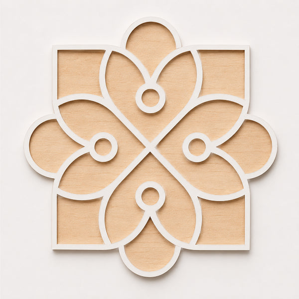 TodFod Wooden MDF Rangoli Floor Decor | 12x12 Inch Floral & Geometric Mandala Frame for Festivals & Home Decor