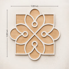 TodFod Wooden MDF Rangoli Floor Decor | 12x12 Inch Floral & Geometric Mandala Frame for Festivals & Home Decor