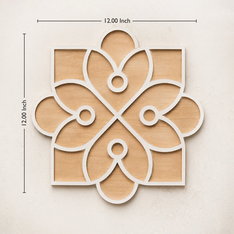 TodFod Wooden MDF Rangoli Floor Decor | 12x12 Inch Floral & Geometric Mandala Frame for Festivals & Home Decor