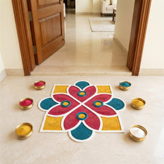 TodFod Wooden MDF Rangoli Floor Decor | 12x12 Inch Floral & Geometric Mandala Frame for Festivals & Home Decor