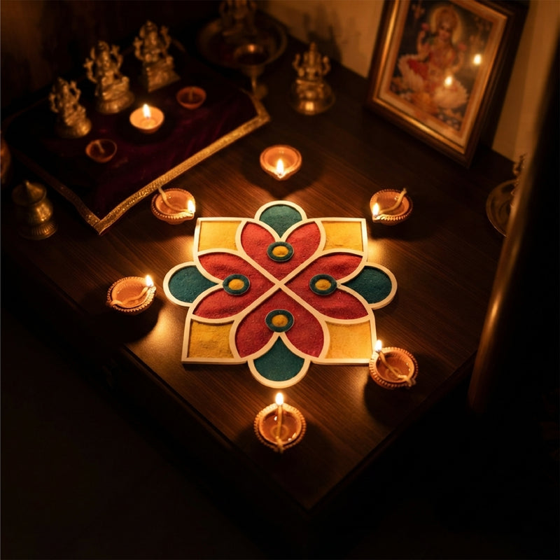 TodFod Wooden MDF Rangoli Floor Decor | 12x12 Inch Floral & Geometric Mandala Frame for Festivals & Home Decor