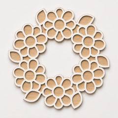 TodFod Wooden MDF Rangoli Floor Decor | 12x12 Inch Floral Ring Mandala Frame for Festivals & Home Decor