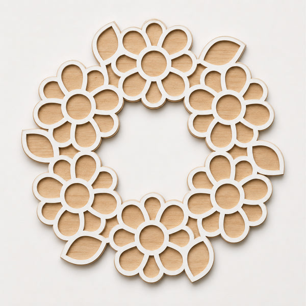 TodFod Wooden MDF Rangoli Floor Decor | 12x12 Inch Floral Ring Mandala Frame for Festivals & Home Decor