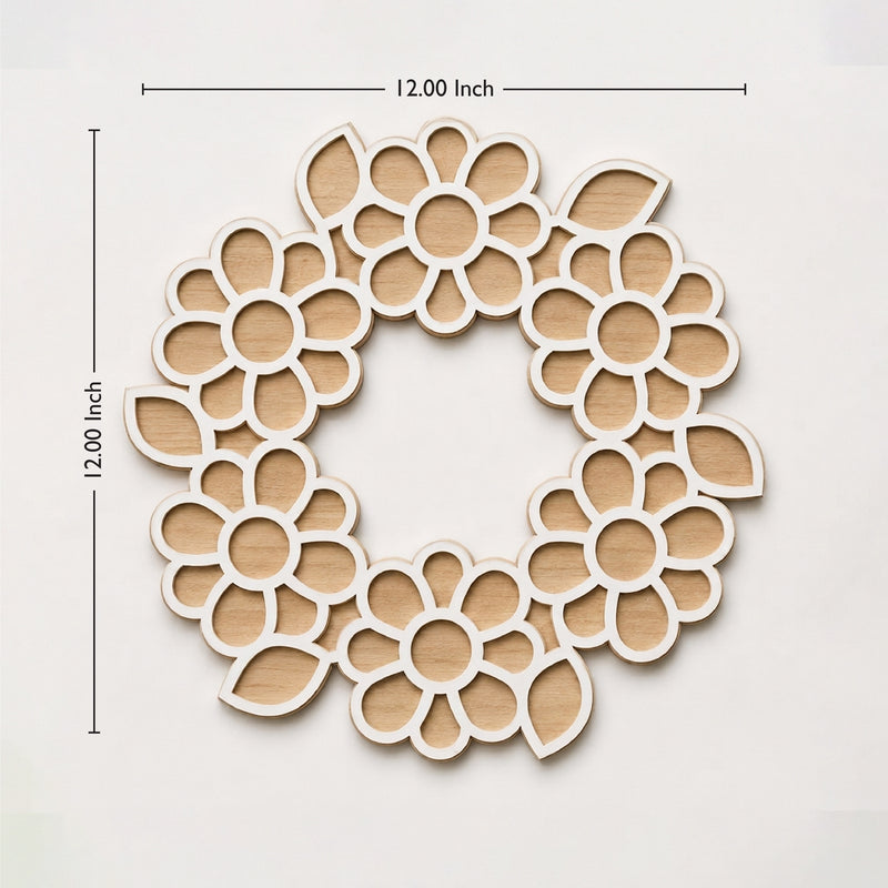 TodFod Wooden MDF Rangoli Floor Decor | 12x12 Inch Floral Ring Mandala Frame for Festivals & Home Decor