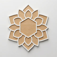 TodFod Wooden MDF Rangoli Floor Decor | 12x12 Inch Hexagon Floral Frame for Festivals & Home Decor