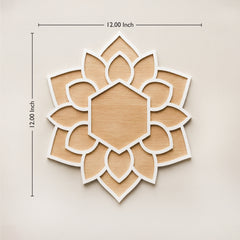 TodFod Wooden MDF Rangoli Floor Decor | 12x12 Inch Hexagon Floral Frame for Festivals & Home Decor