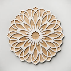 TodFod Wooden MDF Rangoli Floor Decor | 12x12 Inch Floral Mandala Frame for Festivals & Home Decor