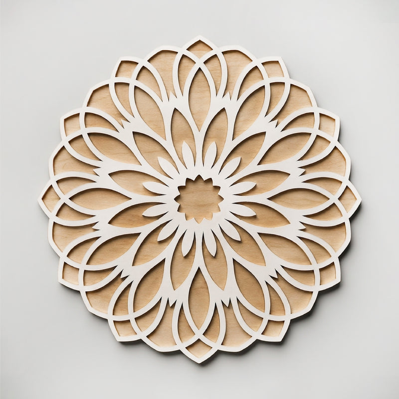 TodFod Wooden MDF Rangoli Floor Decor | 12x12 Inch Floral Mandala Frame for Festivals & Home Decor
