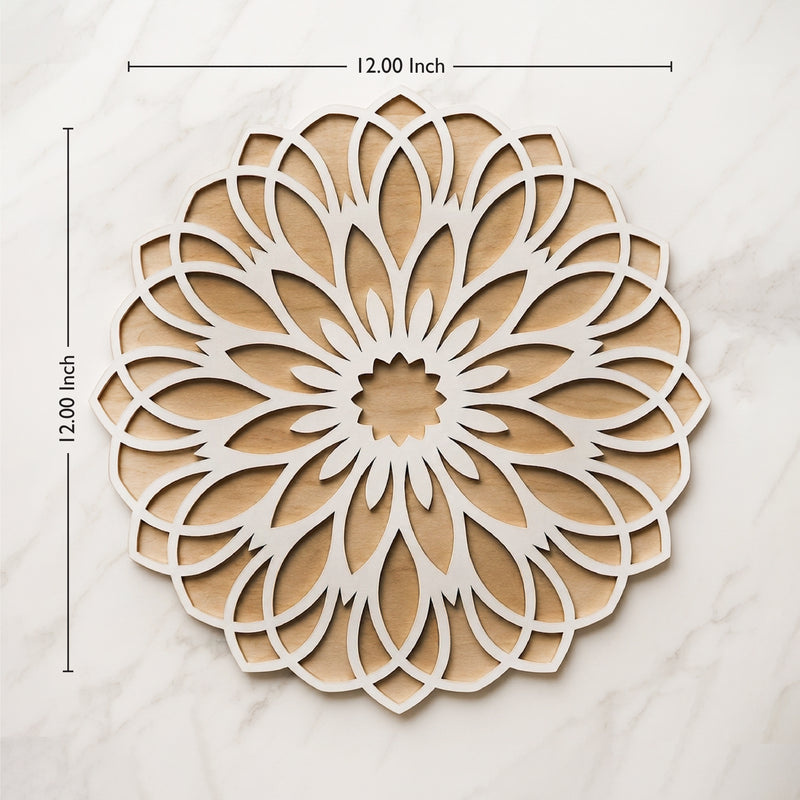 TodFod Wooden MDF Rangoli Floor Decor | 12x12 Inch Floral Mandala Frame for Festivals & Home Decor
