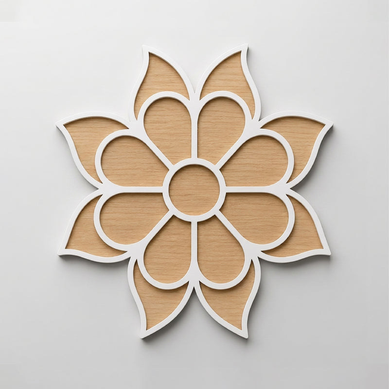 TodFod Wooden MDF Rangoli Floor Decor | 12x12 Inch Mandala Cut-Out Frame for Festivals & Home Decor