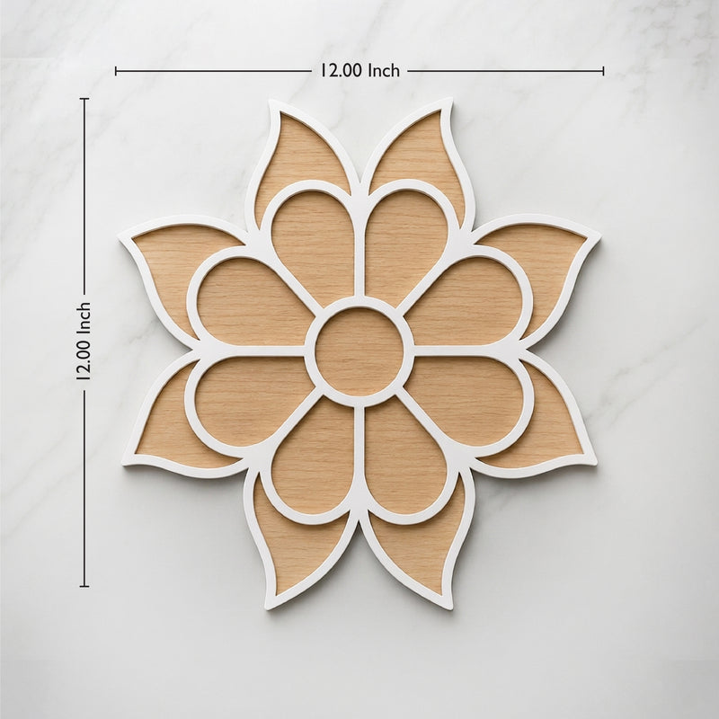 TodFod Wooden MDF Rangoli Floor Decor | 12x12 Inch Mandala Cut-Out Frame for Festivals & Home Decor
