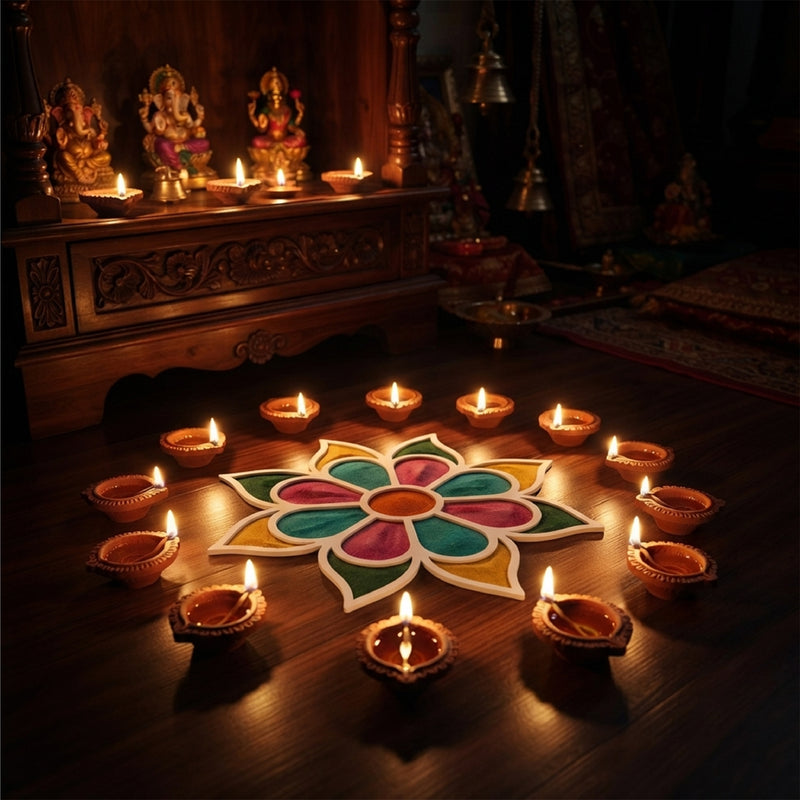 TodFod Wooden MDF Rangoli Floor Decor | 12x12 Inch Mandala Cut-Out Frame for Festivals & Home Decor