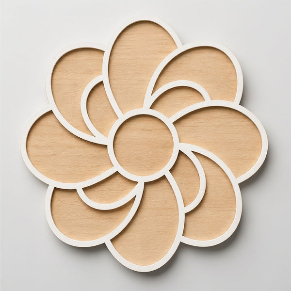 TodFod Wooden MDF Rangoli Floor Decor | 12x12 Inch Mandala Cut-Out Frame for Festivals & Home Decor