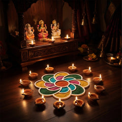 TodFod Wooden MDF Rangoli Floor Decor | 12x12 Inch Mandala Cut-Out Frame for Festivals & Home Decor