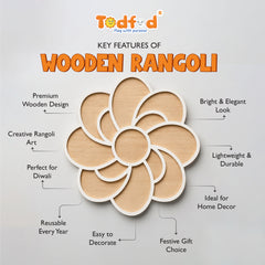 TodFod Wooden MDF Rangoli Floor Decor | 12x12 Inch Mandala Cut-Out Frame for Festivals & Home Decor