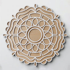 Todfod Wooden Lotus Mandala Rangoli for Floor Decoration Reusable MDF Rangoli for Diwali Home Entrance Pooja Festival Decor 12 Inch