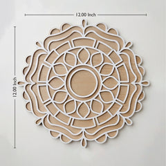 Todfod Wooden Lotus Mandala Rangoli for Floor Decoration Reusable MDF Rangoli for Diwali Home Entrance Pooja Festival Decor 12 Inch