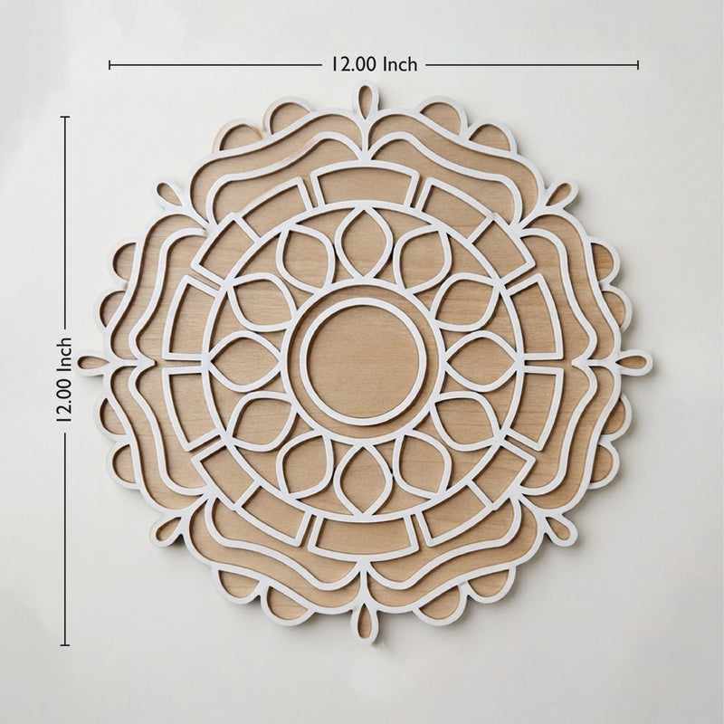 Todfod Wooden Lotus Mandala Rangoli for Floor Decoration Reusable MDF Rangoli for Diwali Home Entrance Pooja Festival Decor 12 Inch