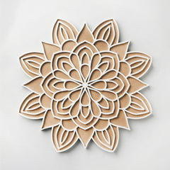 TodFod Wooden MDF Rangoli Floor Decor | 12x12 Inch Mandala Cut-Out Frame for Festivals & Home Decor
