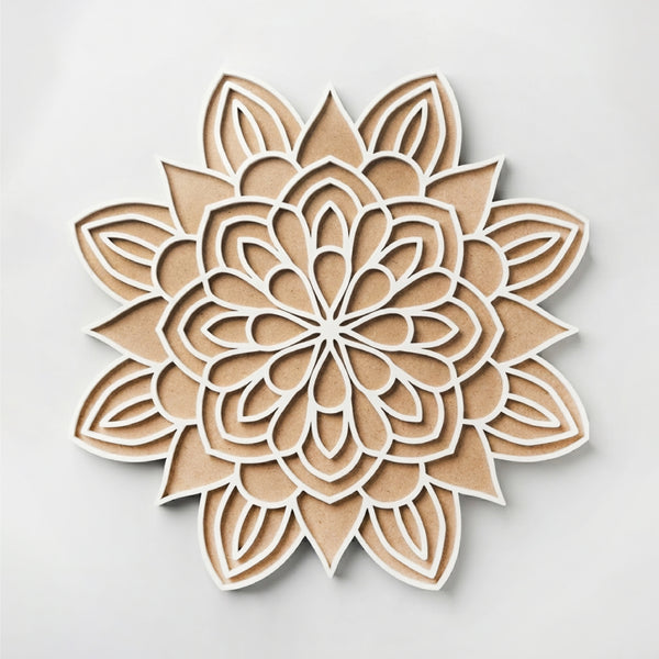 TodFod Wooden MDF Rangoli Floor Decor | 12x12 Inch Mandala Cut-Out Frame for Festivals & Home Decor