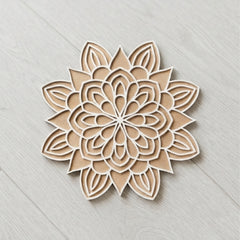 TodFod Wooden MDF Rangoli Floor Decor | 12x12 Inch Mandala Cut-Out Frame for Festivals & Home Decor