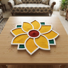 TodFod Wooden MDF Rangoli Floor Decor | 12x12 Inch Mandala Cut-Out Frame for Festivals & Home Decor
