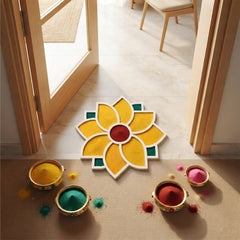 TodFod Wooden MDF Rangoli Floor Decor | 12x12 Inch Mandala Cut-Out Frame for Festivals & Home Decor
