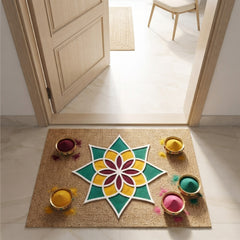 TodFod Wooden MDF Rangoli Floor Decor | 12x12 Inch Mandala Cut-Out Frame for Festivals & Home Decor