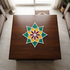 TodFod Wooden MDF Rangoli Floor Decor | 12x12 Inch Mandala Cut-Out Frame for Festivals & Home Decor