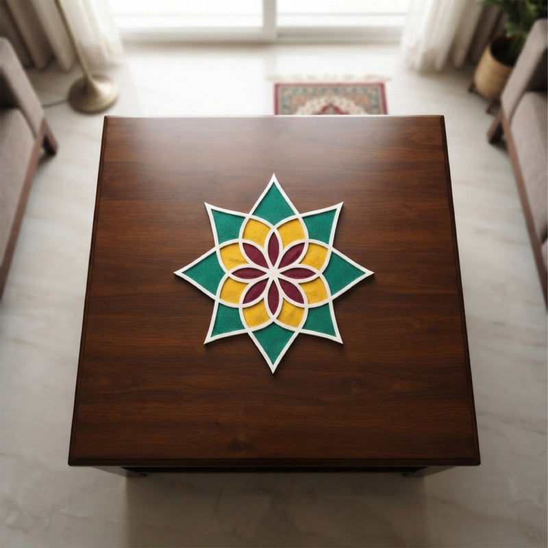 TodFod Wooden MDF Rangoli Floor Decor | 12x12 Inch Mandala Cut-Out Frame for Festivals & Home Decor