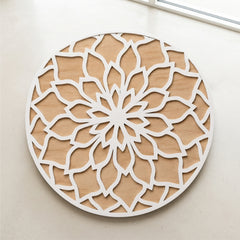 TodFod Wooden MDF Rangoli Floor Decor | 12x12 Inch Mandala Cut-Out Frame for Festivals & Home Decor