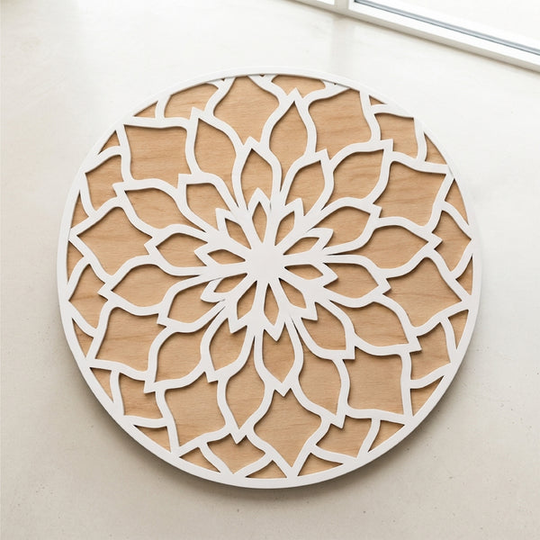 TodFod Wooden MDF Rangoli Floor Decor | 12x12 Inch Mandala Cut-Out Frame for Festivals & Home Decor