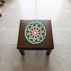TodFod Wooden MDF Rangoli Floor Decor | 12x12 Inch Mandala Cut-Out Frame for Festivals & Home Decor