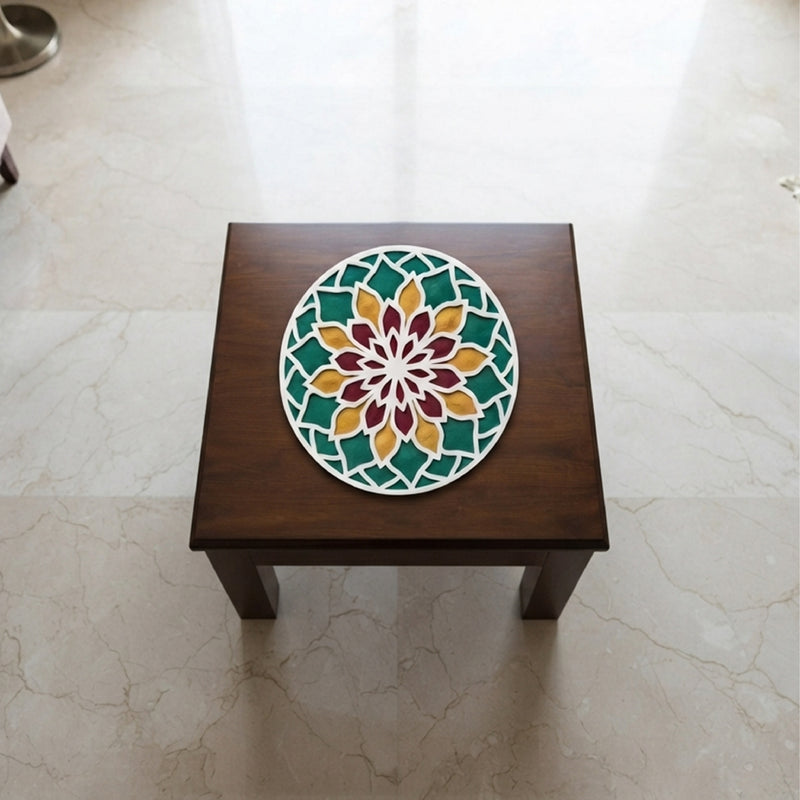TodFod Wooden MDF Rangoli Floor Decor | 12x12 Inch Mandala Cut-Out Frame for Festivals & Home Decor