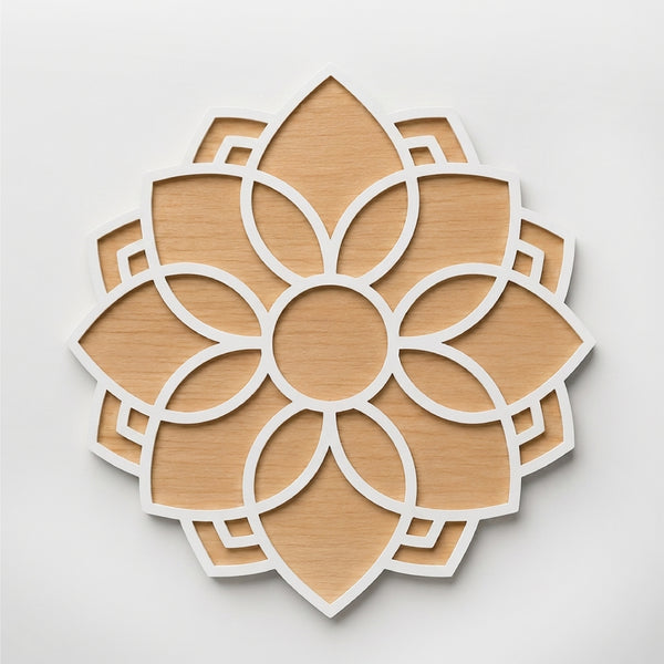 TodFod Wooden MDF Rangoli Floor Decor | 12x12 Inch Mandala Cut-Out Frame for Festivals & Home Decor