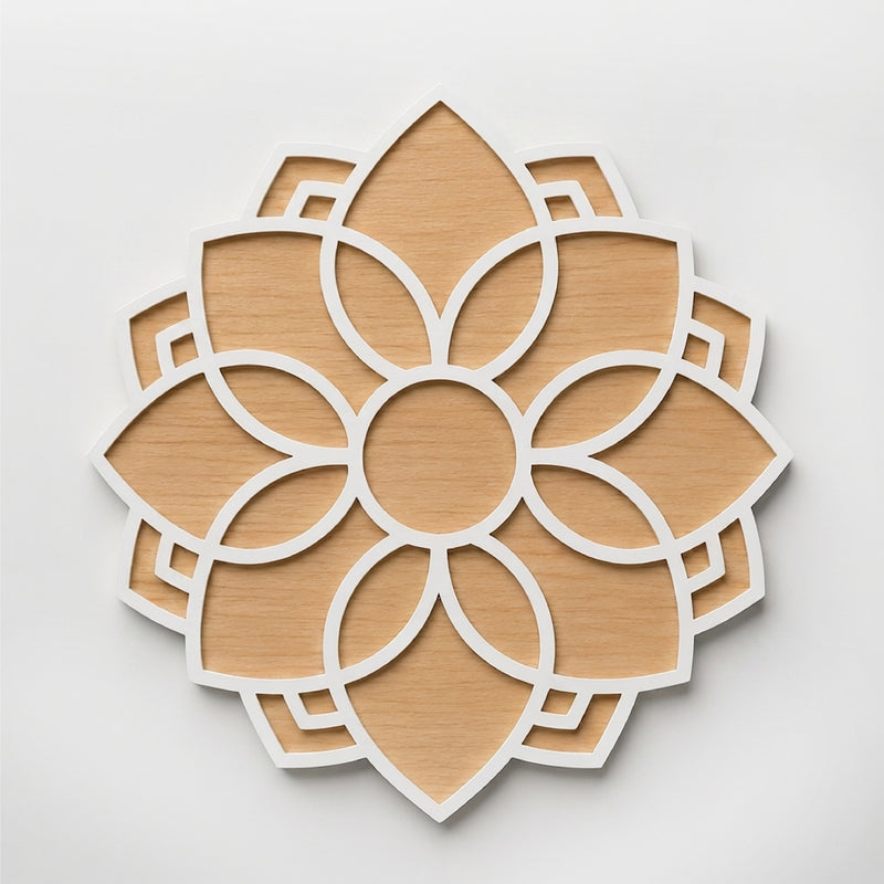 TodFod Wooden MDF Rangoli Floor Decor | 12x12 Inch Mandala Cut-Out Frame for Festivals & Home Decor