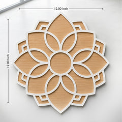 TodFod Wooden MDF Rangoli Floor Decor | 12x12 Inch Mandala Cut-Out Frame for Festivals & Home Decor