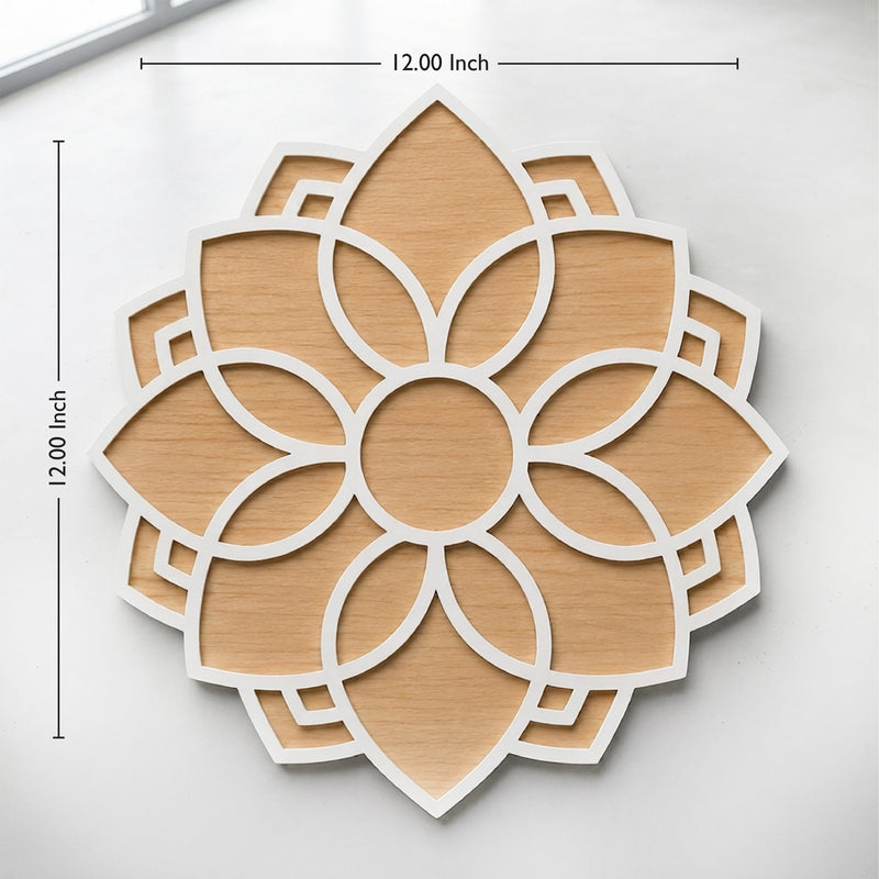 TodFod Wooden MDF Rangoli Floor Decor | 12x12 Inch Mandala Cut-Out Frame for Festivals & Home Decor