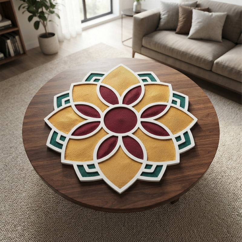 TodFod Wooden MDF Rangoli Floor Decor | 12x12 Inch Mandala Cut-Out Frame for Festivals & Home Decor