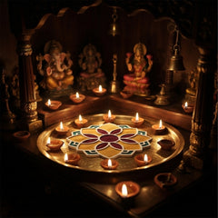 TodFod Wooden MDF Rangoli Floor Decor | 12x12 Inch Mandala Cut-Out Frame for Festivals & Home Decor