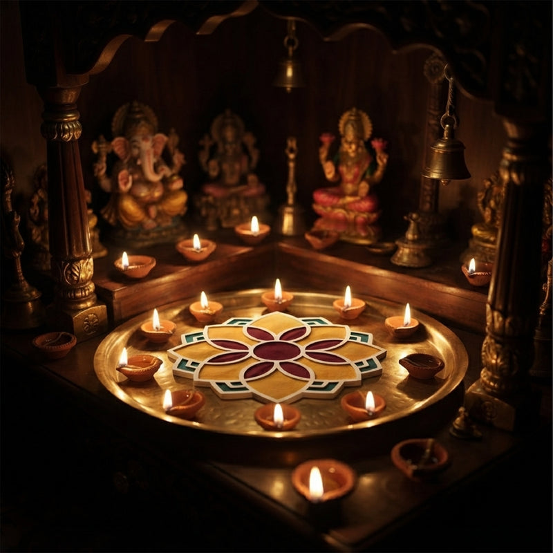 TodFod Wooden MDF Rangoli Floor Decor | 12x12 Inch Mandala Cut-Out Frame for Festivals & Home Decor