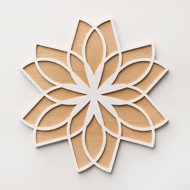 TodFod Wooden MDF Rangoli Floor Decor | 12x12 Inch Mandala Cut-Out Frame for Festivals & Home Decor