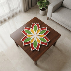 TodFod Wooden MDF Rangoli Floor Decor | 12x12 Inch Mandala Cut-Out Frame for Festivals & Home Decor