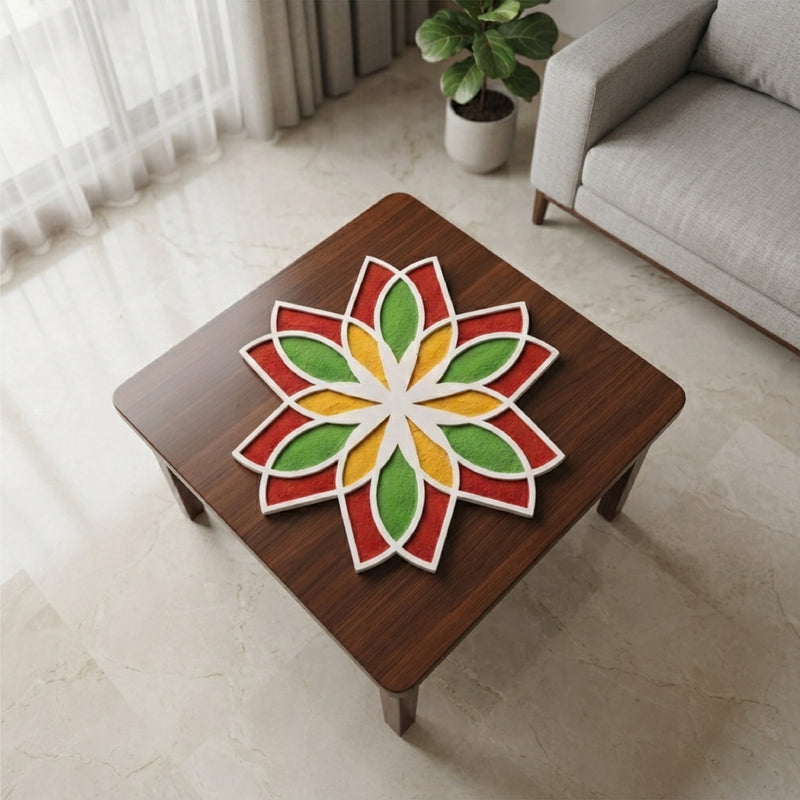TodFod Wooden MDF Rangoli Floor Decor | 12x12 Inch Mandala Cut-Out Frame for Festivals & Home Decor