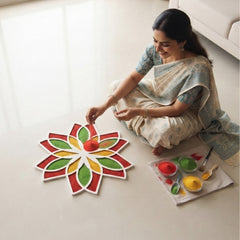 TodFod Wooden MDF Rangoli Floor Decor | 12x12 Inch Mandala Cut-Out Frame for Festivals & Home Decor