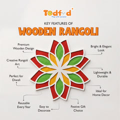 TodFod Wooden MDF Rangoli Floor Decor | 12x12 Inch Mandala Cut-Out Frame for Festivals & Home Decor