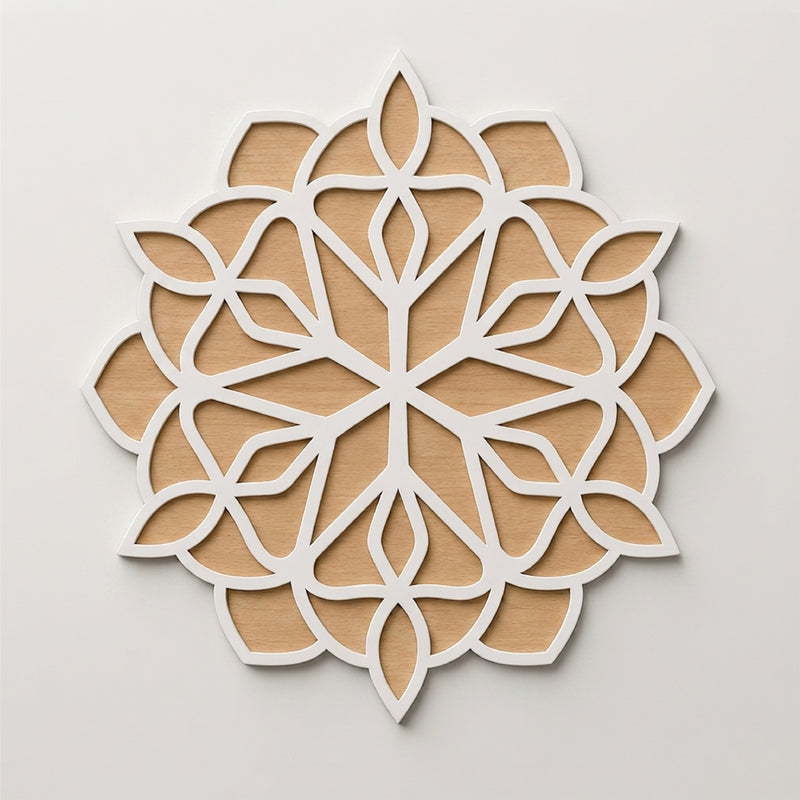 TodFod Wooden MDF Rangoli Floor Decor | 12x12 Inch Mandala Cut-Out Frame for Festivals & Home Decor