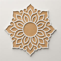 TodFod Wooden MDF Rangoli Floor Decor | 12x12 Inch Mandala Cut-Out Frame for Festivals & Home Decor