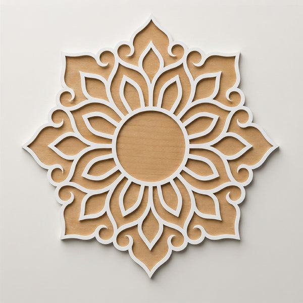 TodFod Wooden MDF Rangoli Floor Decor | 12x12 Inch Mandala Cut-Out Frame for Festivals & Home Decor